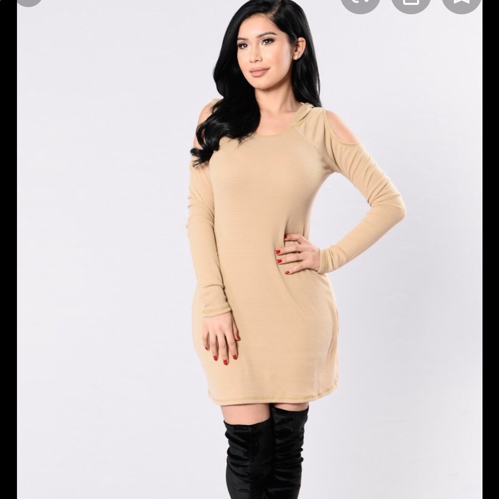 Hooded cold shoulder dress